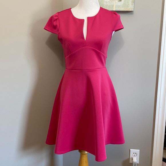 Dex Dresses & Skirts - Devoted by Dex Magenta Cap-Sleeve Fit & Flare Dress sz sm